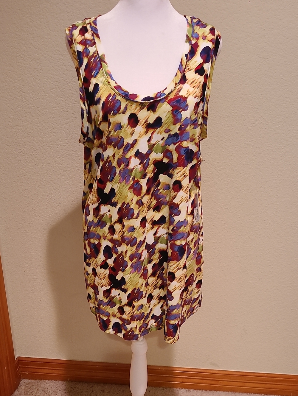 Simply Vera Vera Wang Yellow Multi Abstract Print Sleeveless Tank Size XL New
